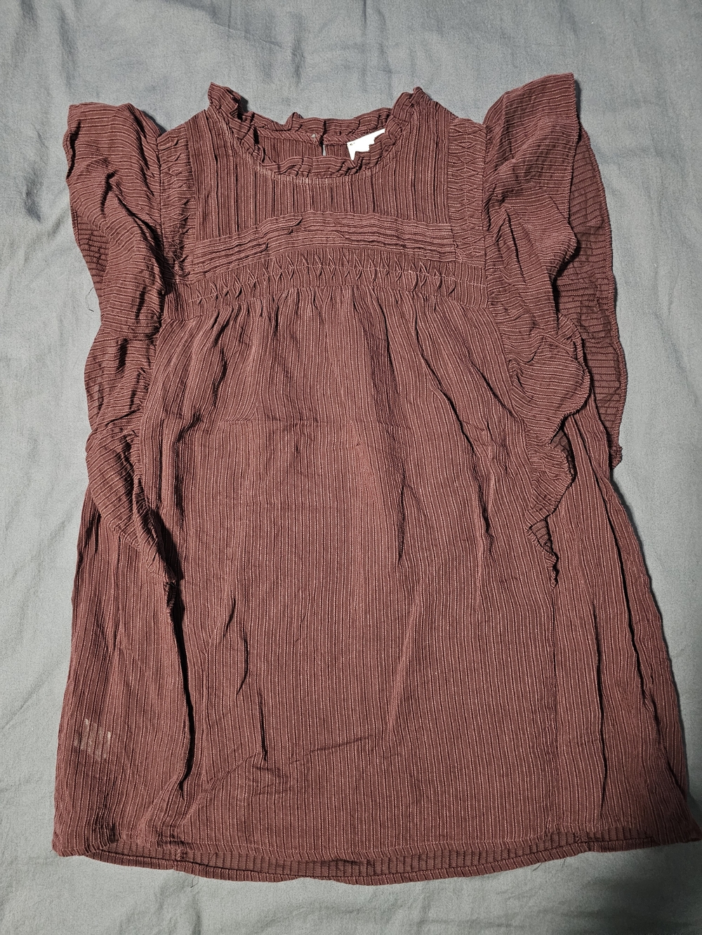 LOFT Dark Red Ruffled Blouse